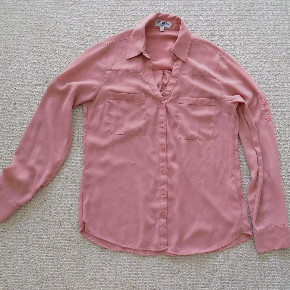 EXPRESS PORTOFINO WOMENS COLLARED BUTTON DOWN WORK SHIRT BLOUSE